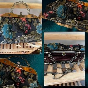 Whimsical Vintage Beaded Brass Handle Bag